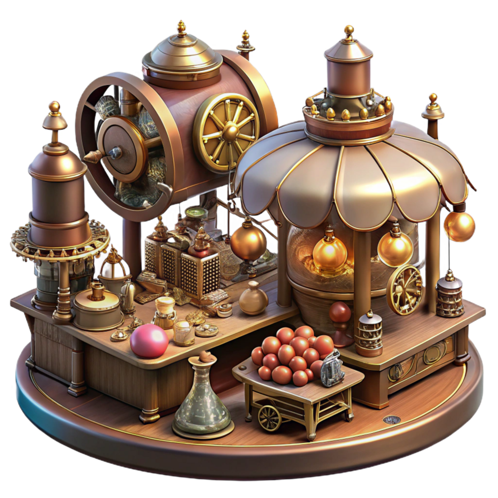 impressive vintage A Bustling Steampunk Marketplace Filled high resolution png