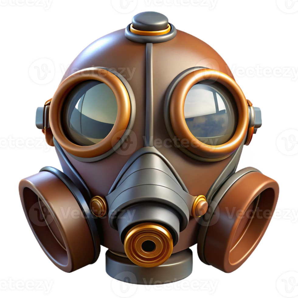 beautiful tranquil classic Steampunk gas mask with filters and tinted lenses with Transparent Background luxury png