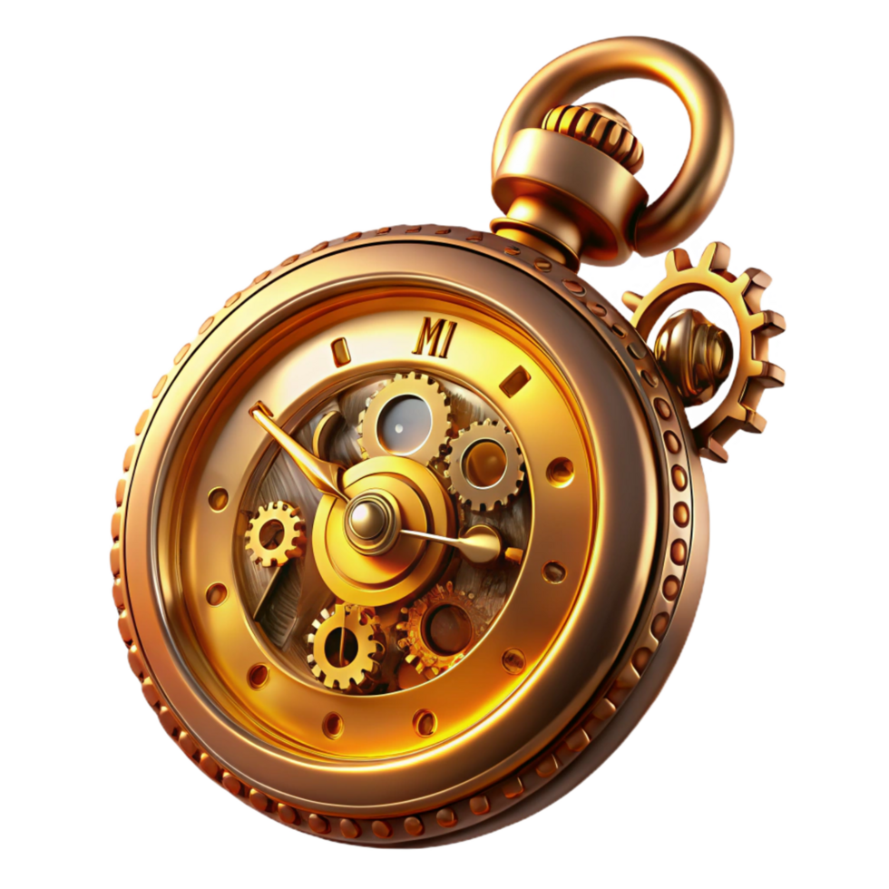 vibrant contemporary A Steampunk Pocket Watch Intricate Gears high resolution png