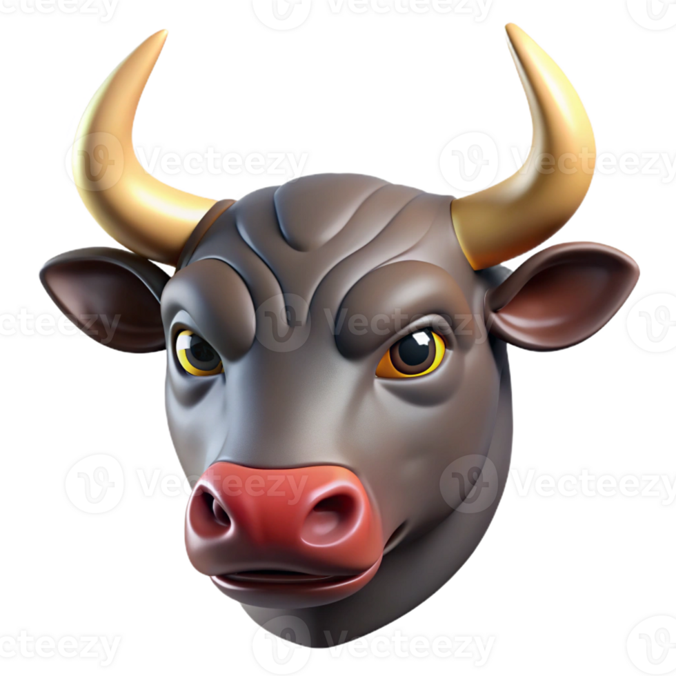 dramatic vibrant Photorealistic, ultra-detailed, hyper-specific professional render of a single Minotaur head, isolated cutout with Transparent Background high quality png