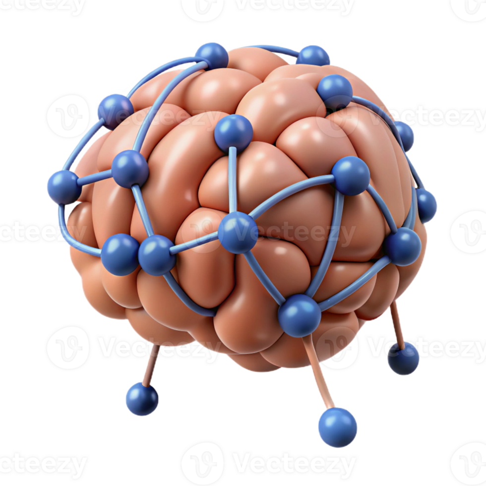 captivating coveted A stylized brain with interconnected neural pathways with Transparent Background png