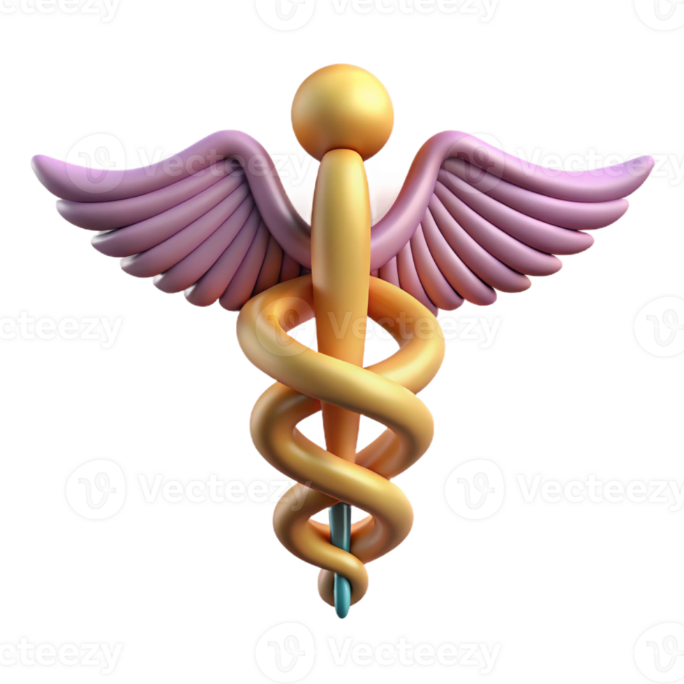 dazzling rustic Caduceus, symbol of Hermes, medicine and commerce with Transparent Background flawless png