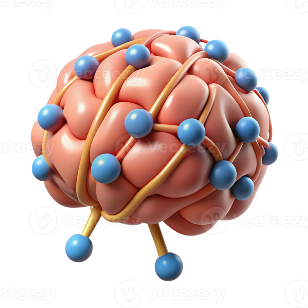 alluring mysterious retro A stylized brain with interconnected neural pathways with Transparent Background gallery standard png