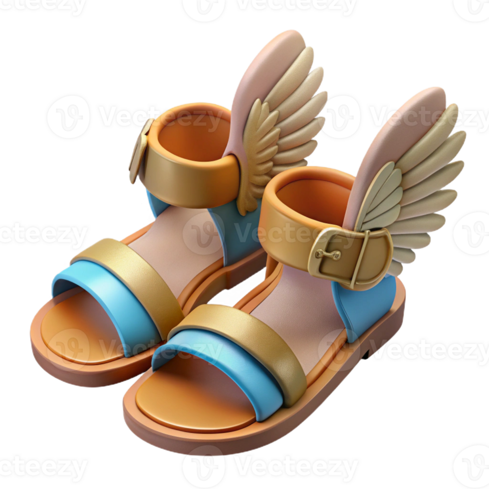 elegant dreamy contemporary Winged Sandals of Hermes with Transparent Background professional png