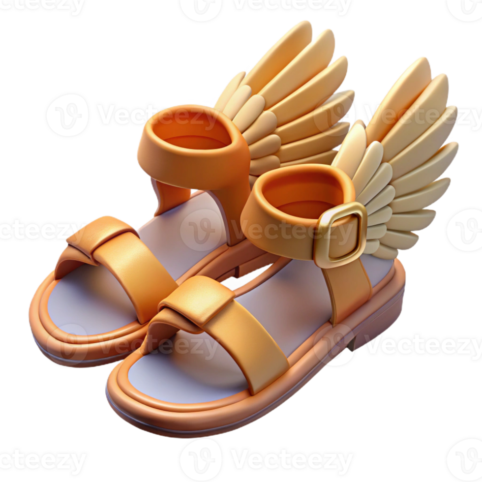 dazzling mysterious gothic Winged Sandals of Hermes with Transparent Background studio quality png
