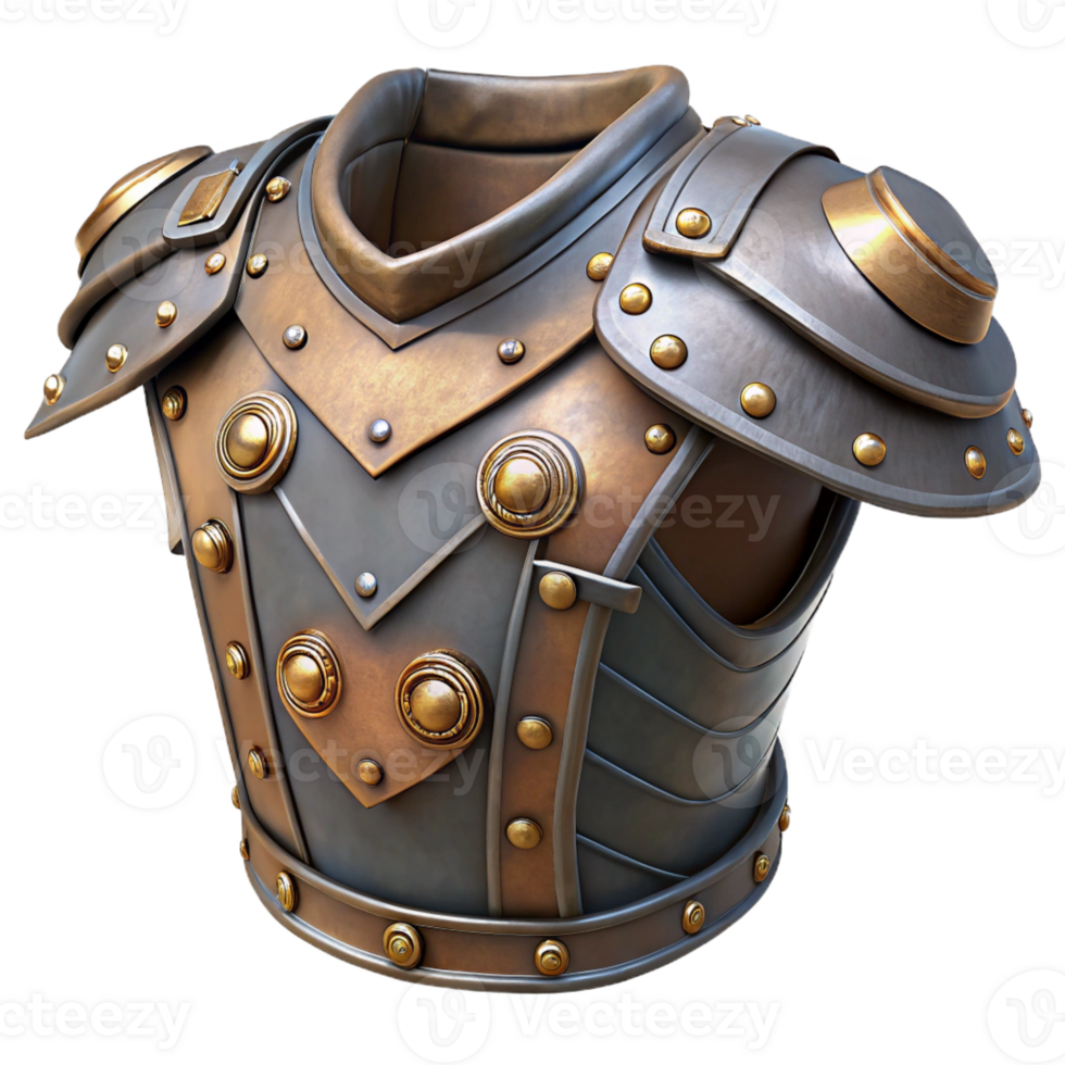 elegant traditional Steampunk shoulder armor with intricate metal plates and rivets with Transparent Background luxury png