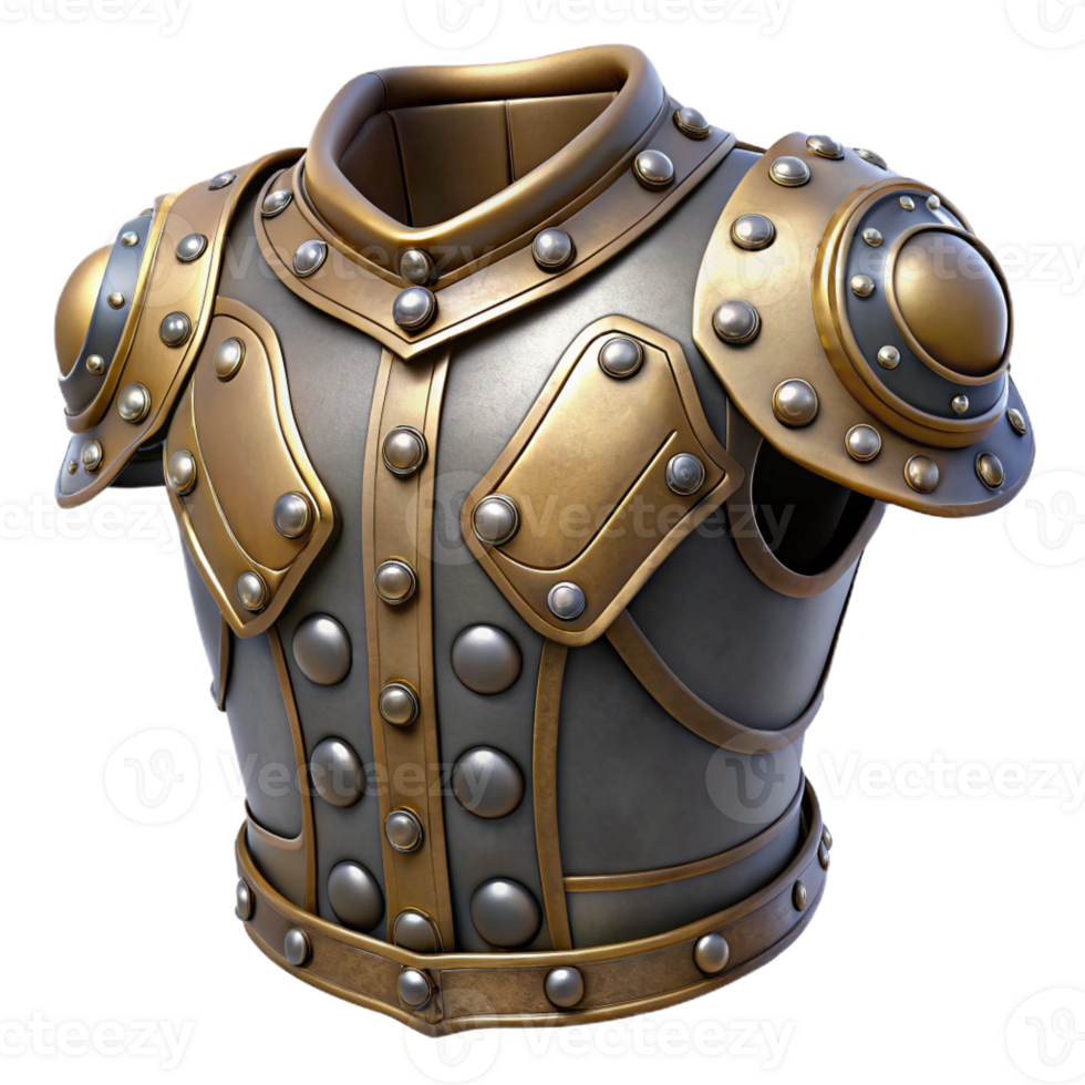 elegant nordic Steampunk shoulder armor with intricate metal plates and rivets with Transparent Background high quality png