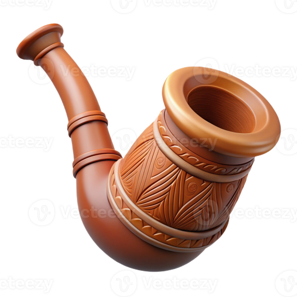 distinctive bohemian Isolated cutout, hyper-specific concept art style, ultra-detailed tribal ceremonial pipe with intricate carvings with Transparent Background ultra HD png