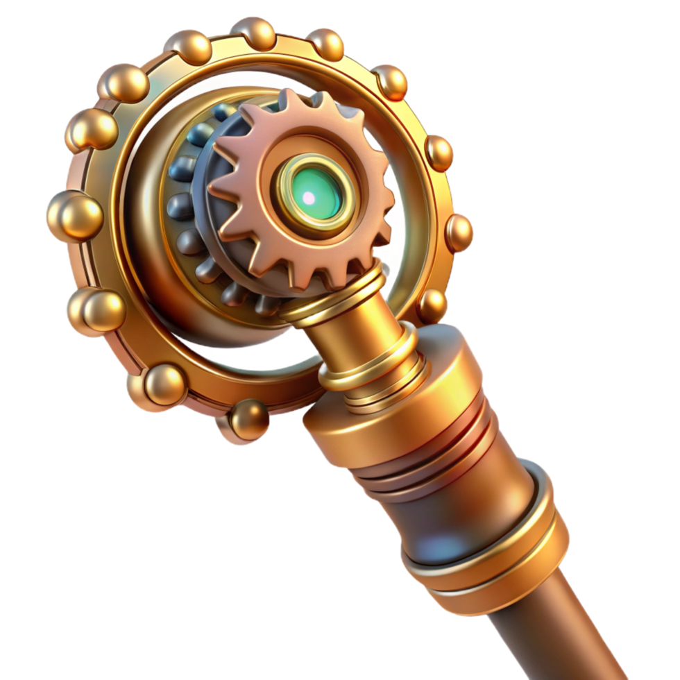 serene minimalist Steampunk Cane Intricate Gears and authentic png
