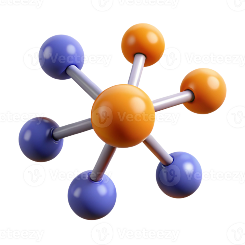 distinctive mid-century A stylized molecule with connected atoms with Transparent Background elite png