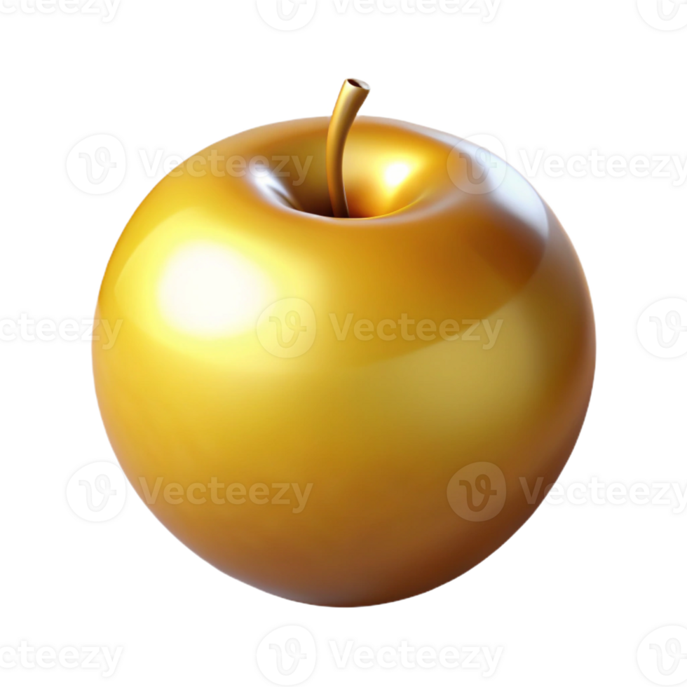 dramatic melancholic creative Hyper-specific, professional render, isolated cutout of a single Golden Apple of Hesperides, radiating light with Transparent Background high quality png