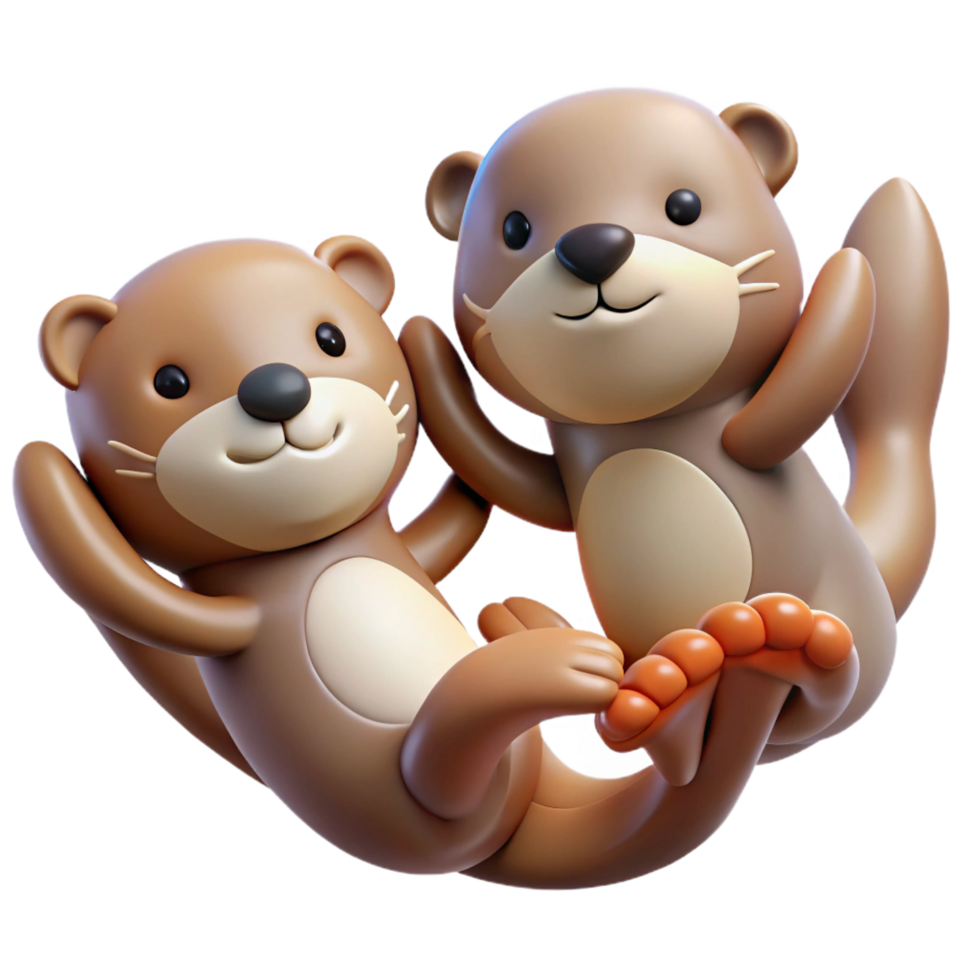 wonderful minimalist A Family of Playful Sea Otters Holding authentic png