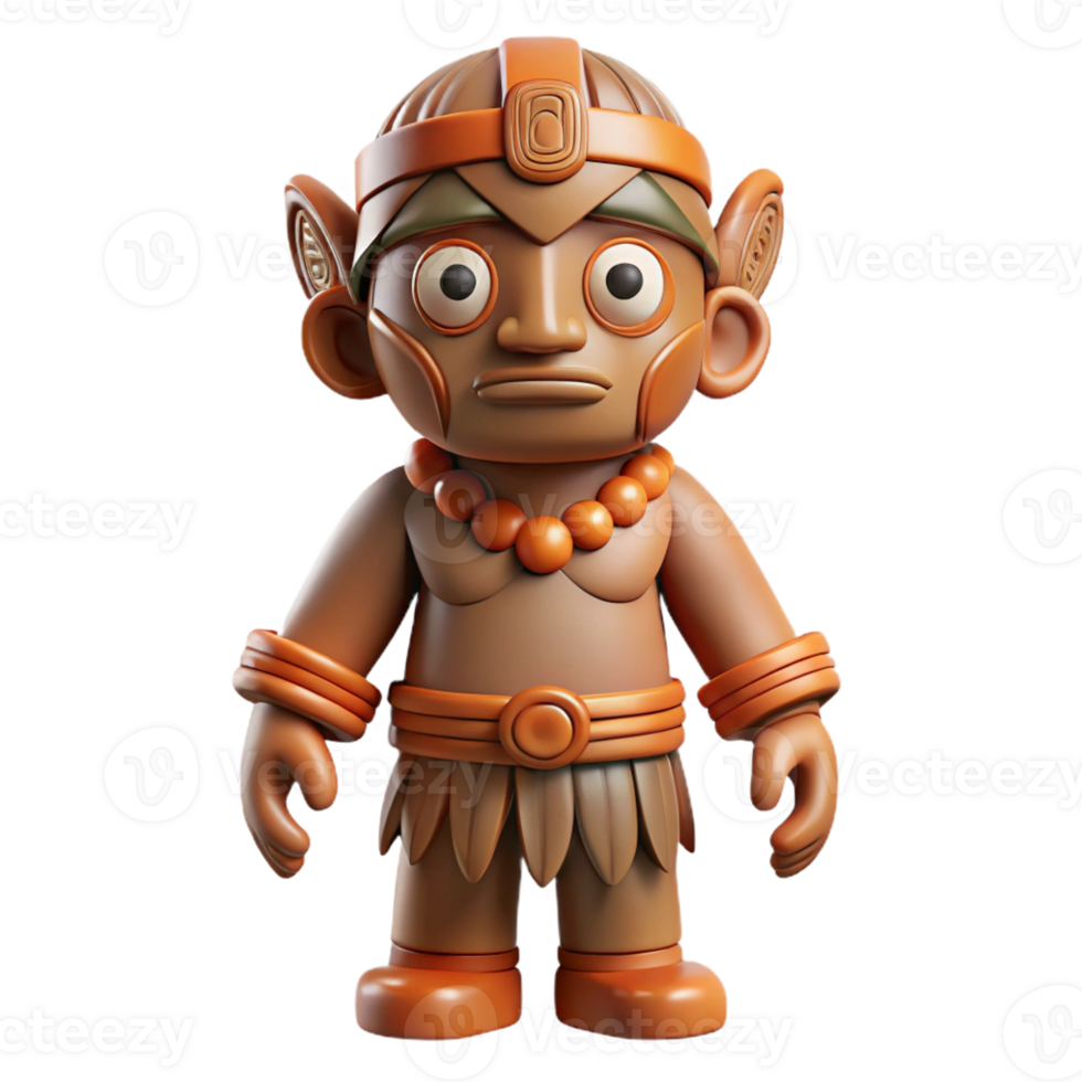 extraordinary abstract Isolated cutout of a hyper-specific tribal figurine, ultra-detailed, concept art style, carved from wood with Transparent Background fine detail png