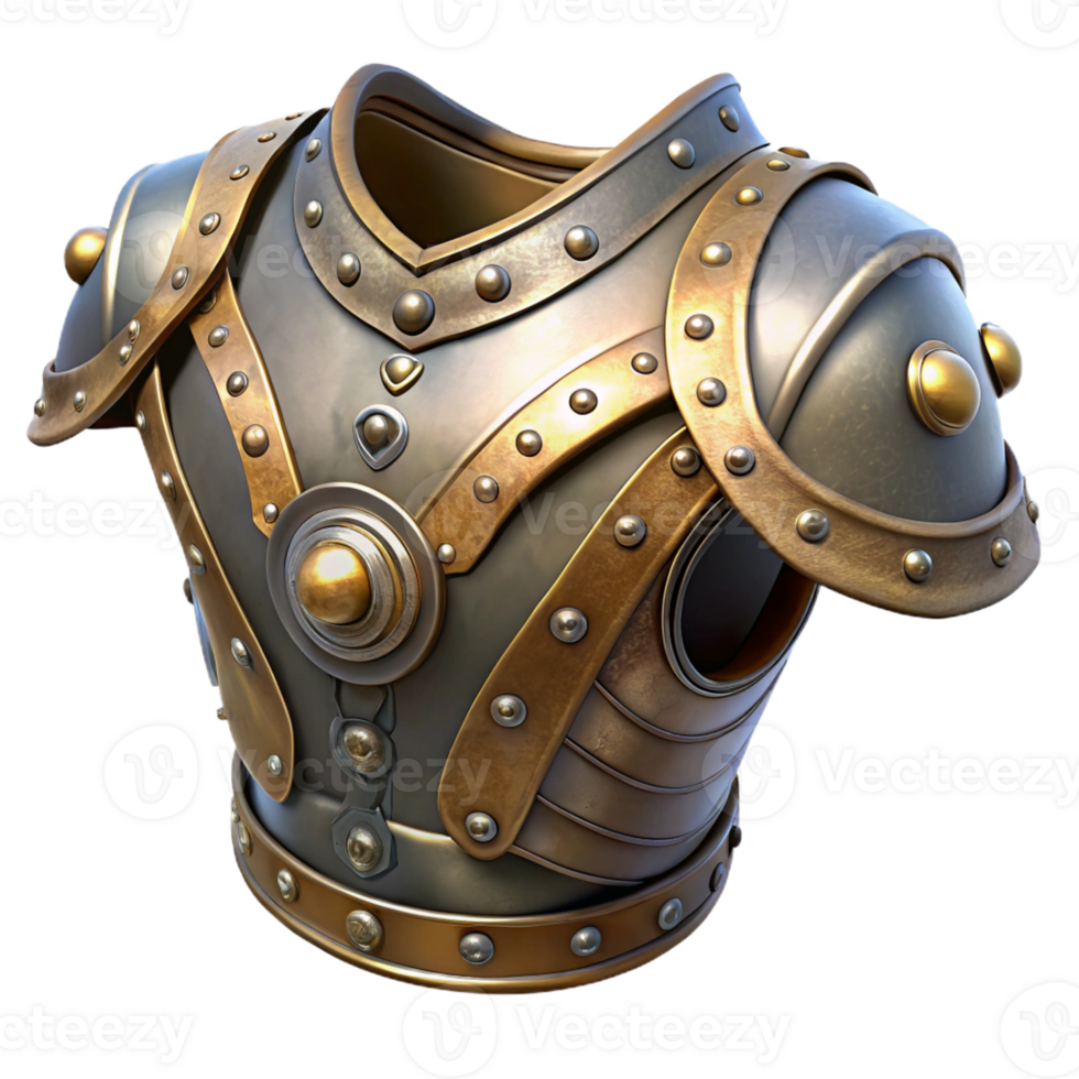 captivating energetic vintage Steampunk shoulder armor with intricate metal plates and rivets with Transparent Background authentic png