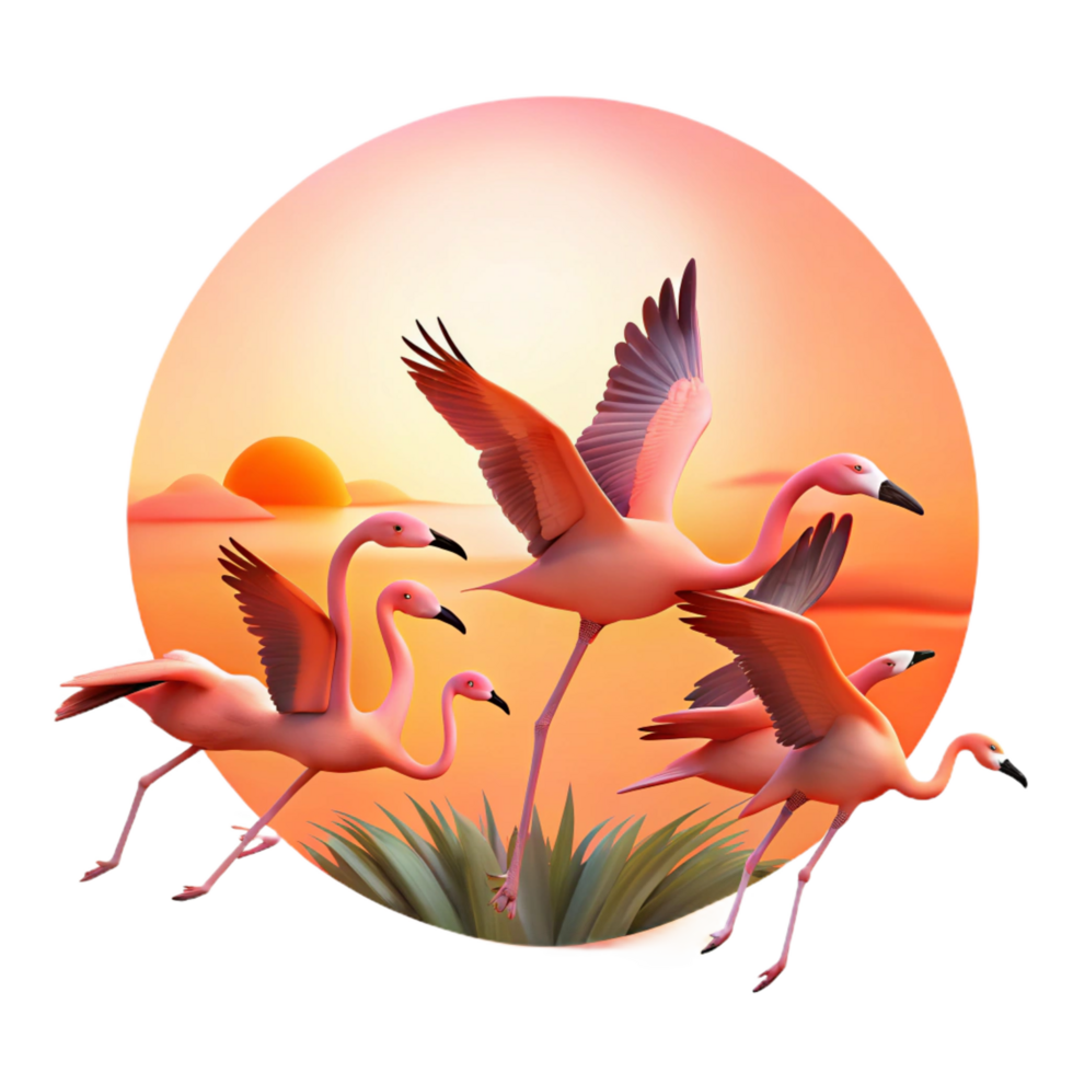 wonderful abstract A Flock of Flamingos Taking Flight high resolution png