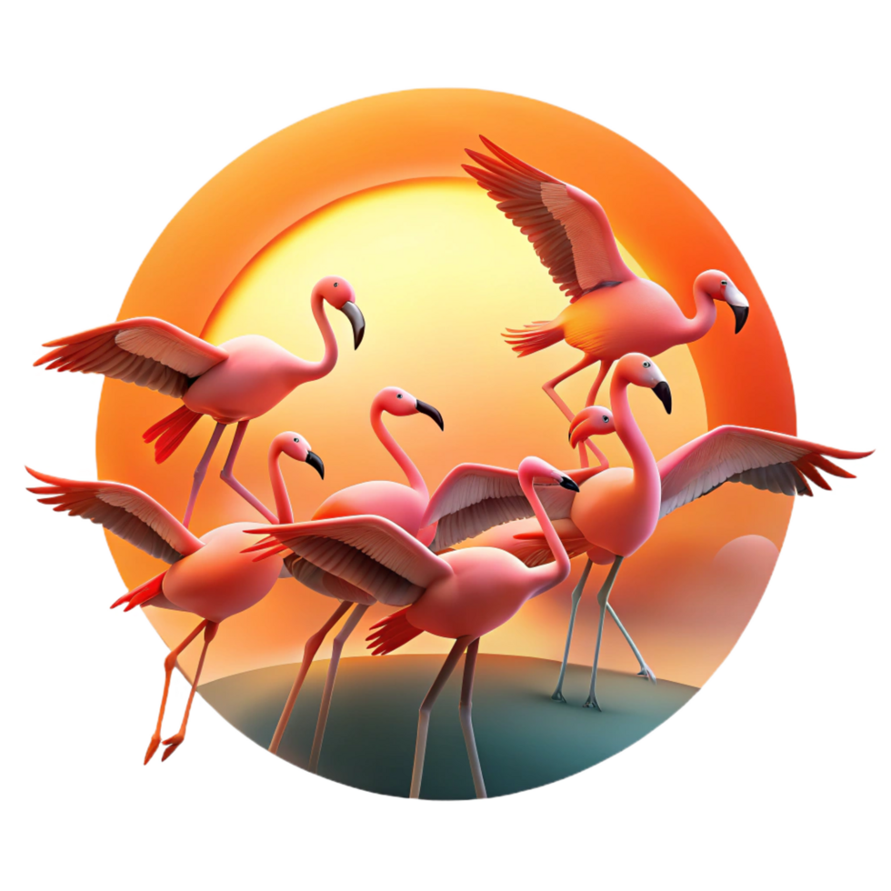 extraordinary artistic A Flock of Flamingos Taking Flight premium png