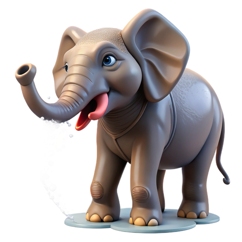 serene modern A Majestic Elephant Spraying Water with 4K png