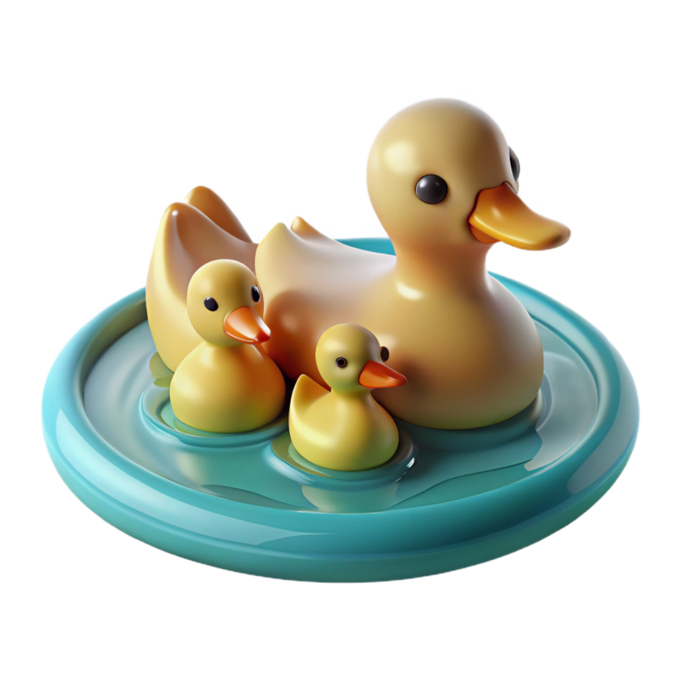 serene rustic A Family of Ducks Swimming in a Pond detailed png
