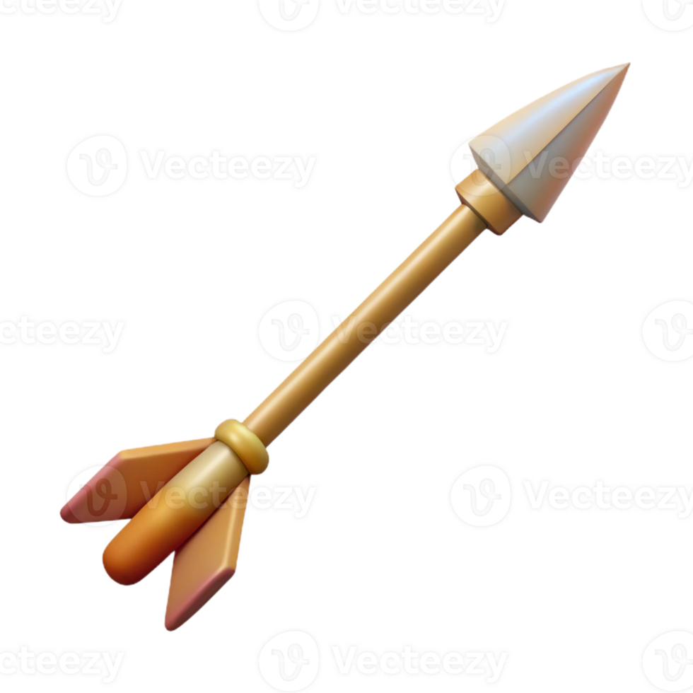 acclaimed creative Professional render of a photorealistic isolated cutout, ultra-detailed tribal arrow with a fletched tail with Transparent Background ultra HD png