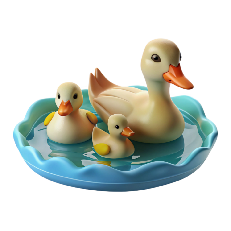 serene rustic A Family of Ducks Swimming in a Pond premium png