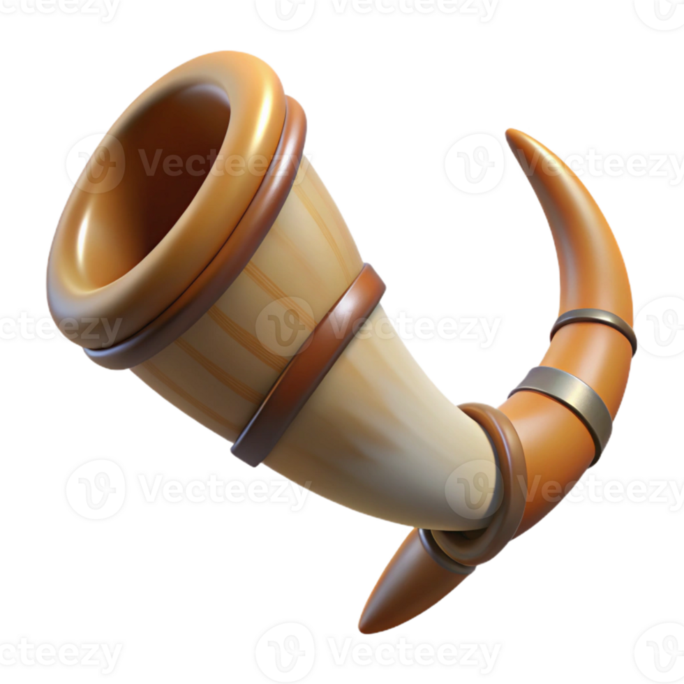 elegant tranquil urban Hyper-specific concept art style isolated cutout of a tribal war horn, ultra-detailed, made from an animal horn with Transparent Background genuine png