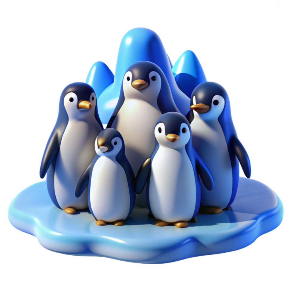 serene vintage A Group of Penguins Huddled Together on a professional png