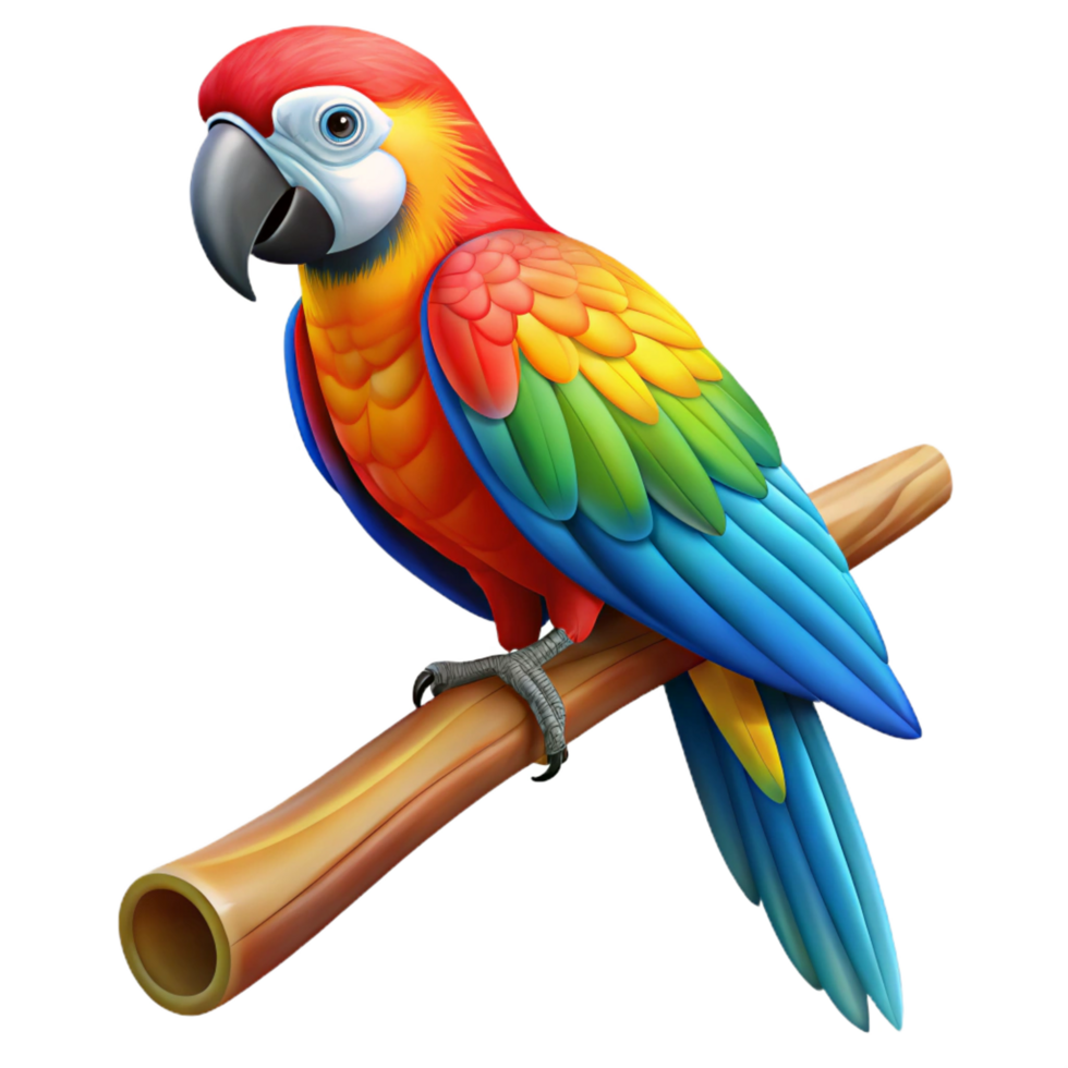 magnificent artistic A Colorful Macaw Perched on a Branch high resolution png