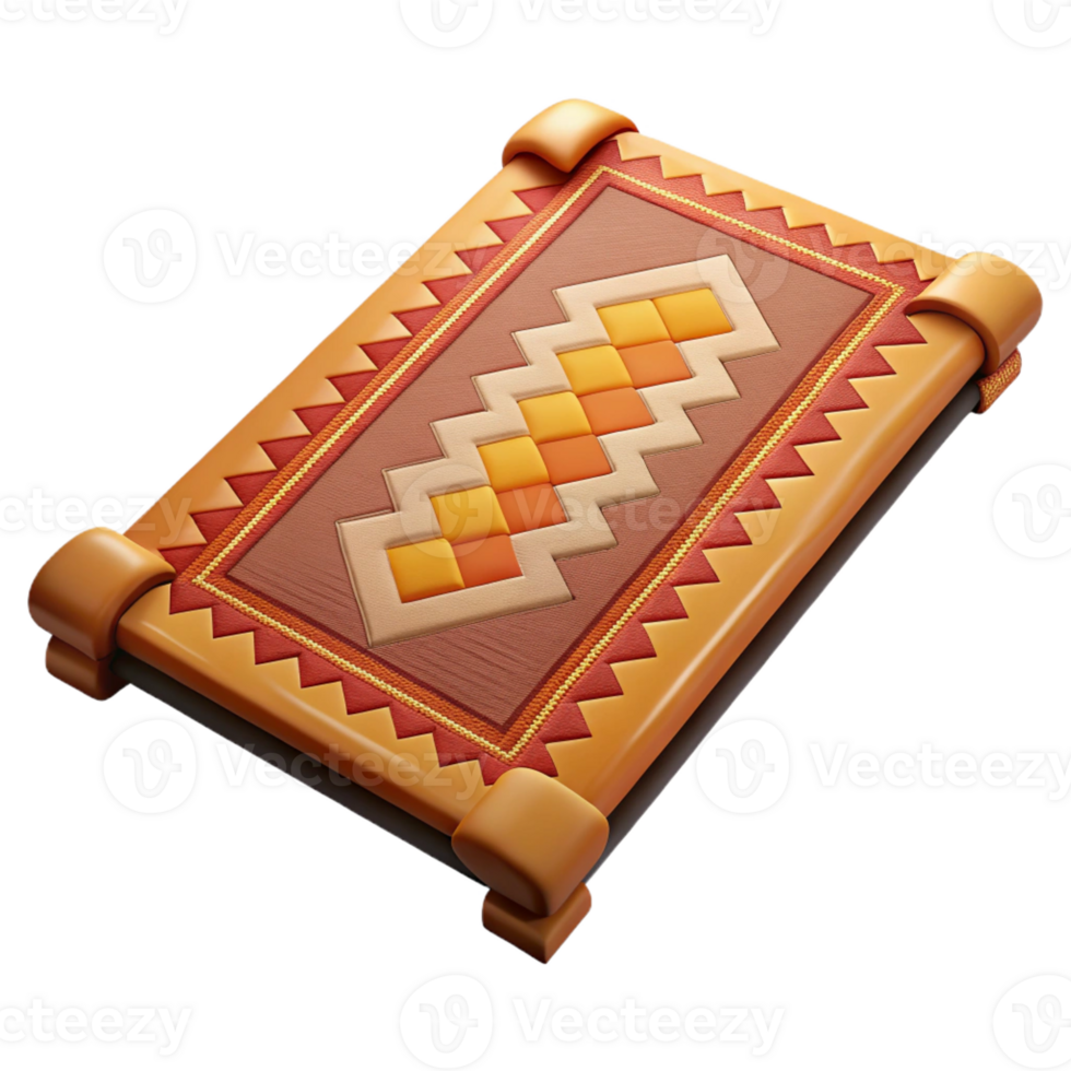 captivating contemporary Ultra-detailed photorealistic professional render of an isolated cutout, hyper-specific tribal woven rug with a complex geometric design with Transparent Background flawless png