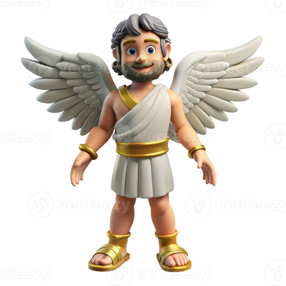 dazzling ethereal geometric Hermes, Messenger God, with winged sandals, with Transparent Background masterfully captured png
