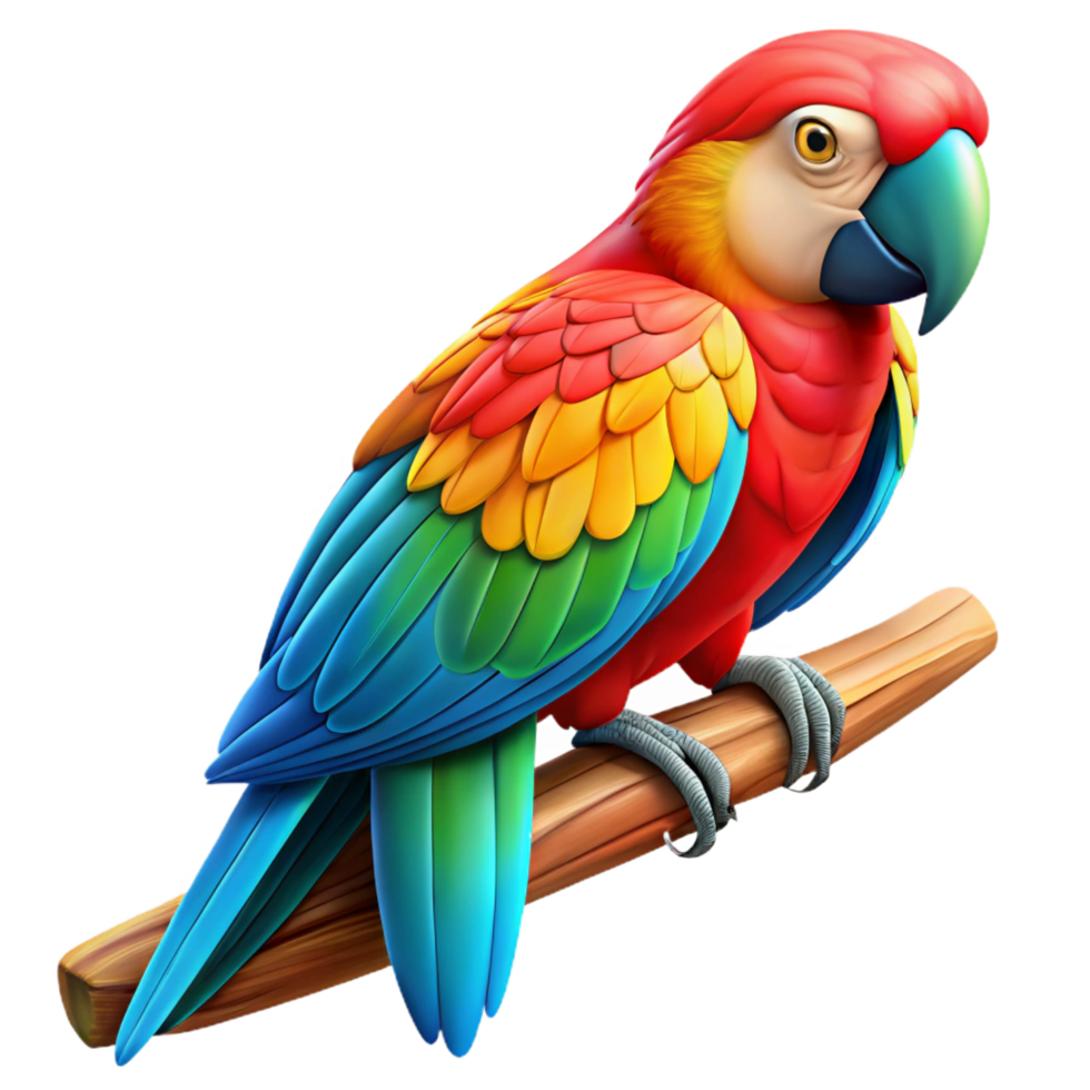 serene modern A Colorful Macaw Perched on a Branch professional png