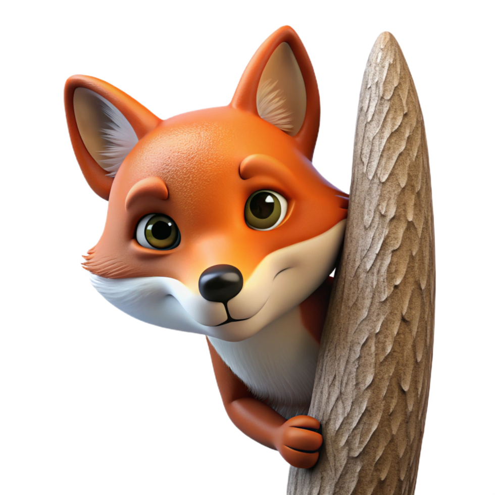 magnificent abstract A Sly Fox Peering out from Behind a Tree high quality png