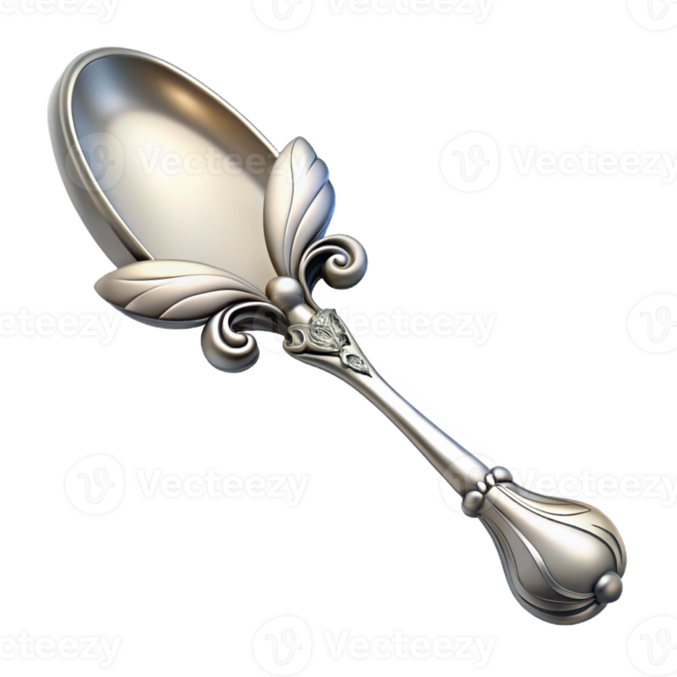 breathtaking exceptional Concept art style, isolated cutout of an Art Nouveau absinthe spoon, ornate silver, pierced design featuring a fairy with Transparent Background png