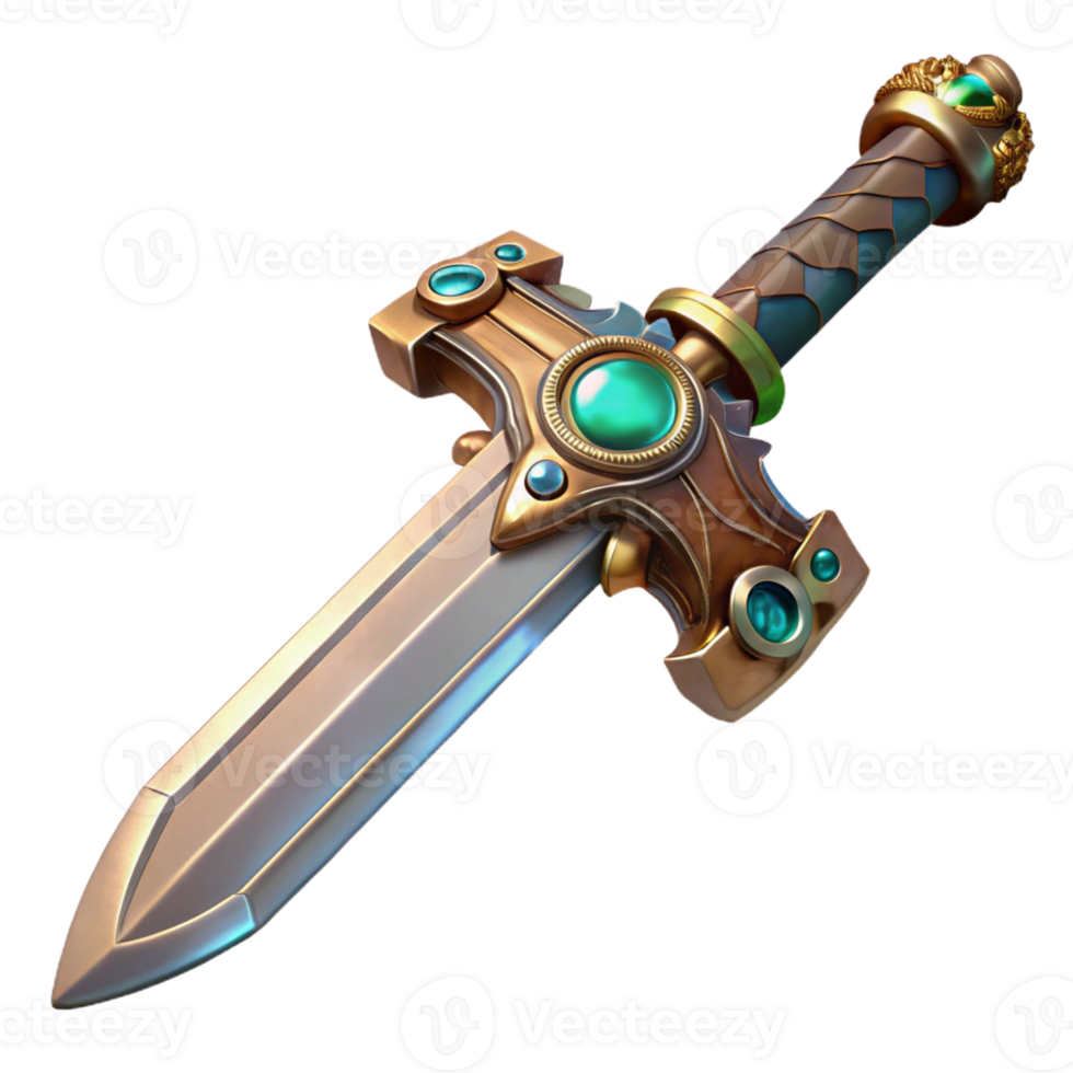 dreamy alluring Steampunk sword with intricate engravings and a jeweled hilt with Transparent Background authentic png