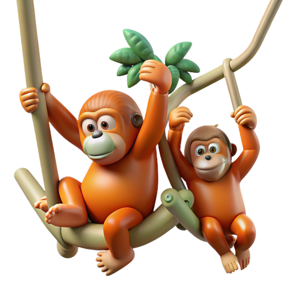 wonderful creative A Family of Orangutans Swinging Through exclusive png