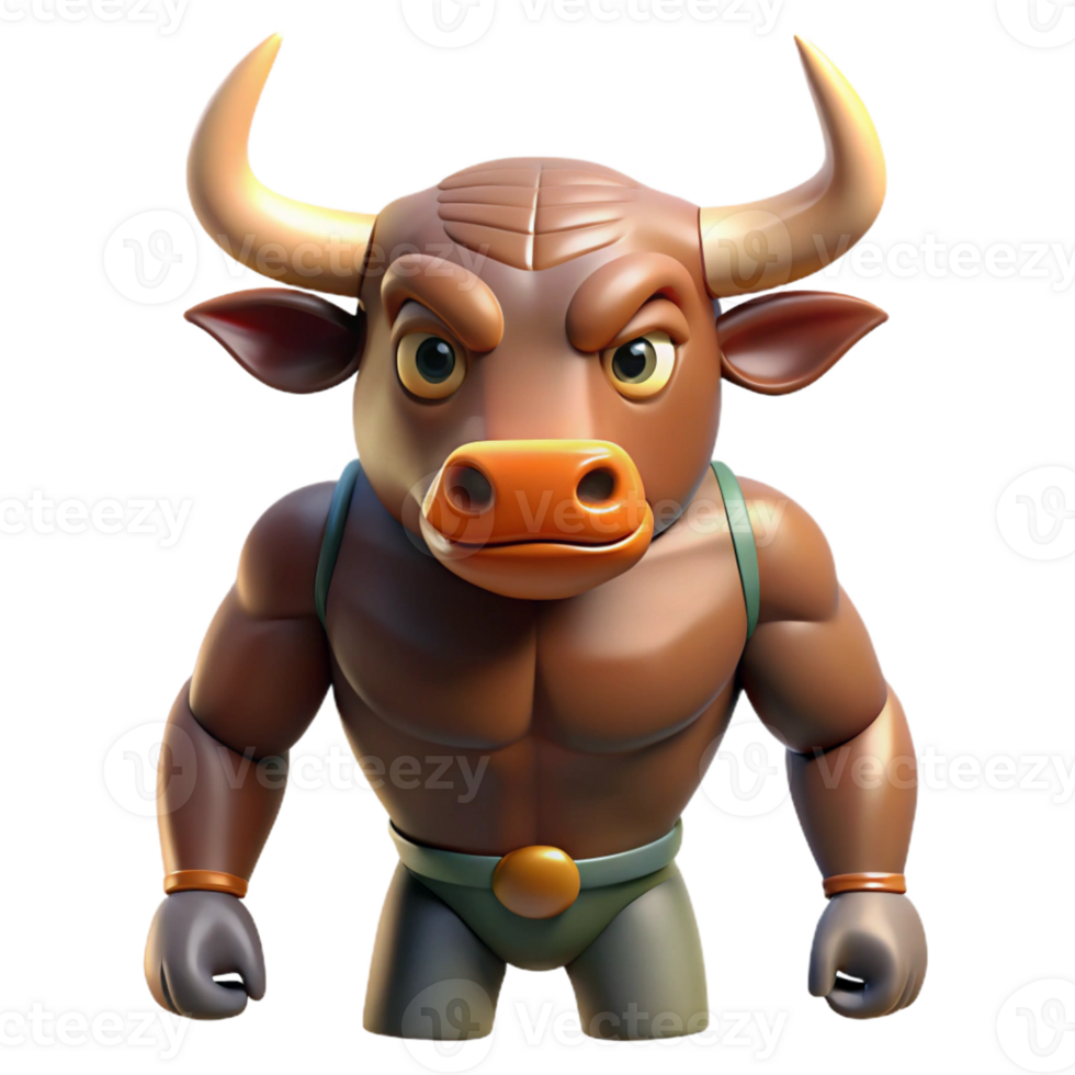 alluring impressionist Minotaur, bull-headed creature, with Transparent Background studio quality png