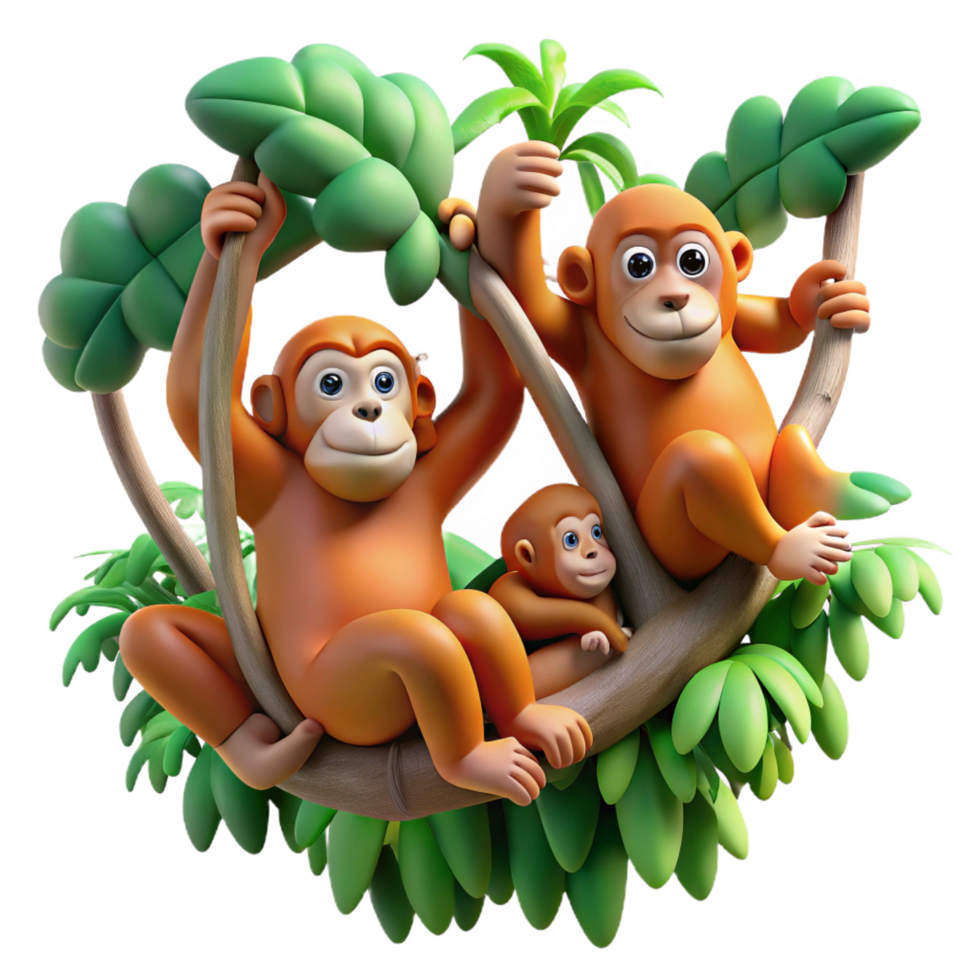 wonderful rustic A Family of Orangutans Swinging Through genuine png