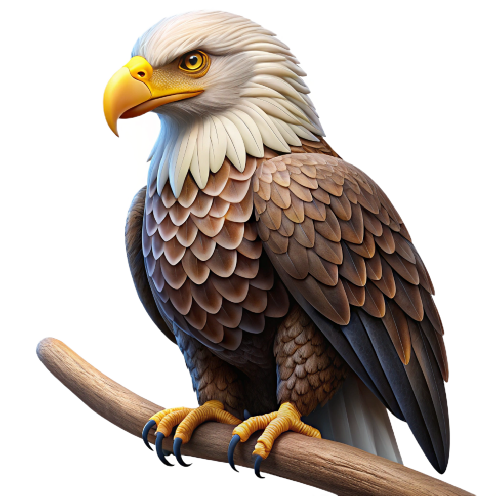 magnificent minimalist A Majestic Bald Eagle Perched on a detailed png