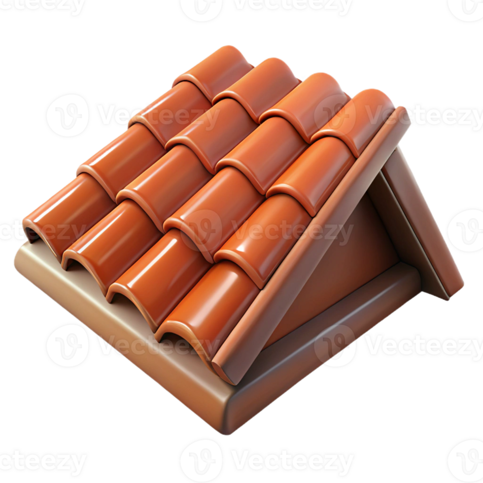 beautiful avant-garde Hyper-specific professional render of a single, weathered, terracotta roof tile Isolated cutout with Transparent Background refined png