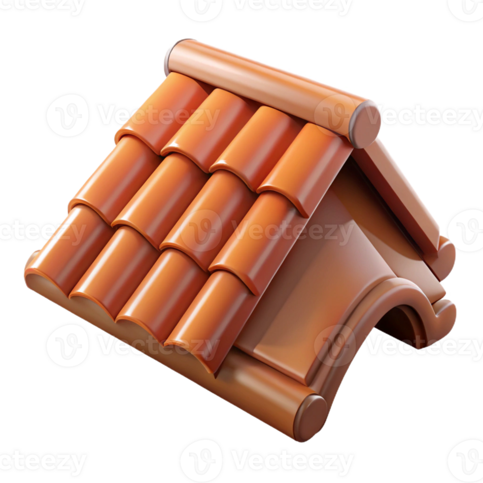 breathtaking avant-garde Hyper-specific professional render of a single, weathered, terracotta roof tile Isolated cutout with Transparent Background exclusive png