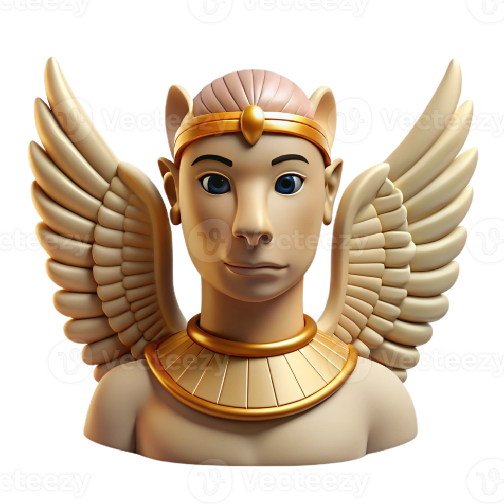 bold glorious Sphinx, winged creature with human head, with Transparent Background artisan png