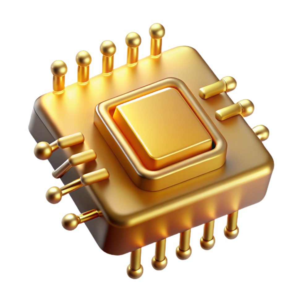 serene artistic A Levitating Microchip with Complex Gold authentic png