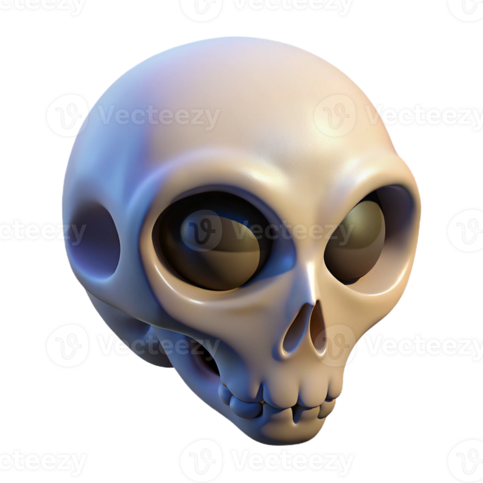 dramatic fascinating Alien skull, bone structure, unusual features with Transparent Background exclusive png