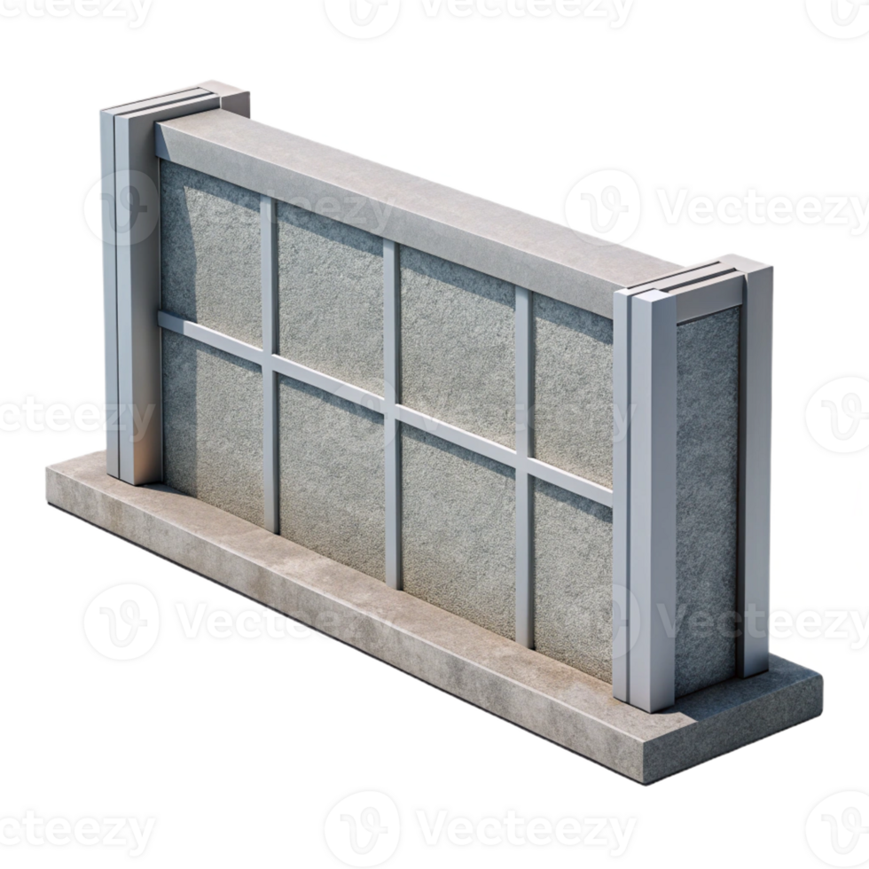 beautiful abstract Professional render, hyper-specific, isolated cutout of a single, prefabricated concrete wall panel with Transparent Background handcrafted png
