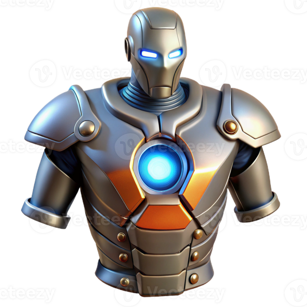 breathtaking rare Robot torso, metallic chest plate, glowing core with Transparent Background png