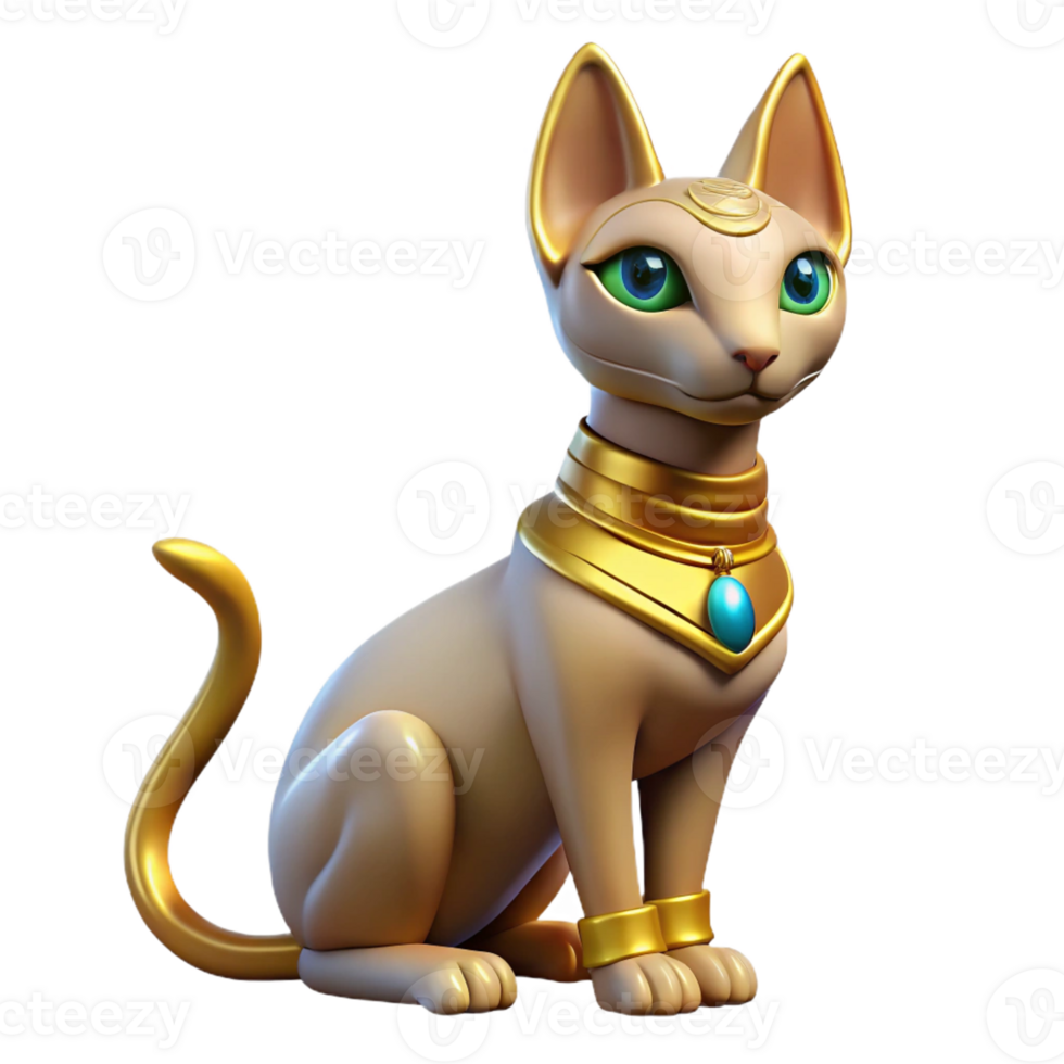 bold glorious Bastet, Egyptian cat goddess, with Transparent Background handcrafted png