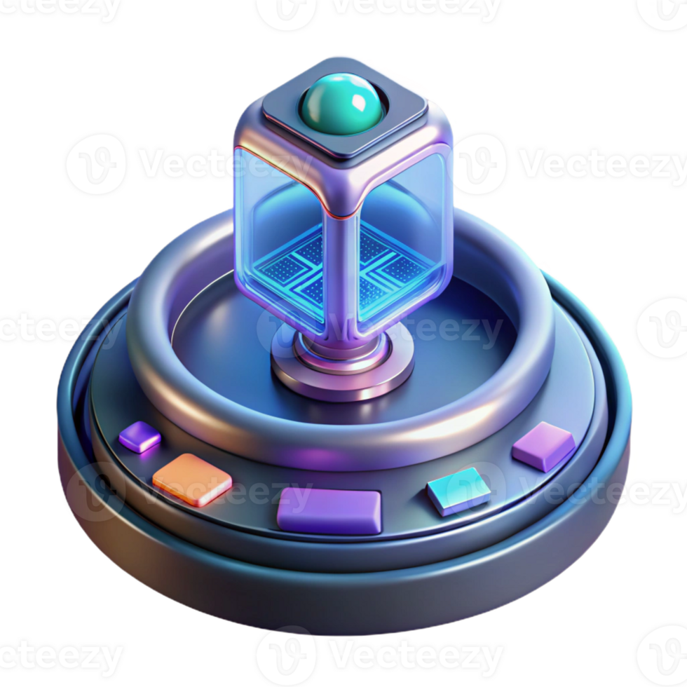 exemplary elegant Futuristic communicator, holographic display, voice activation with Transparent Background museum quality png