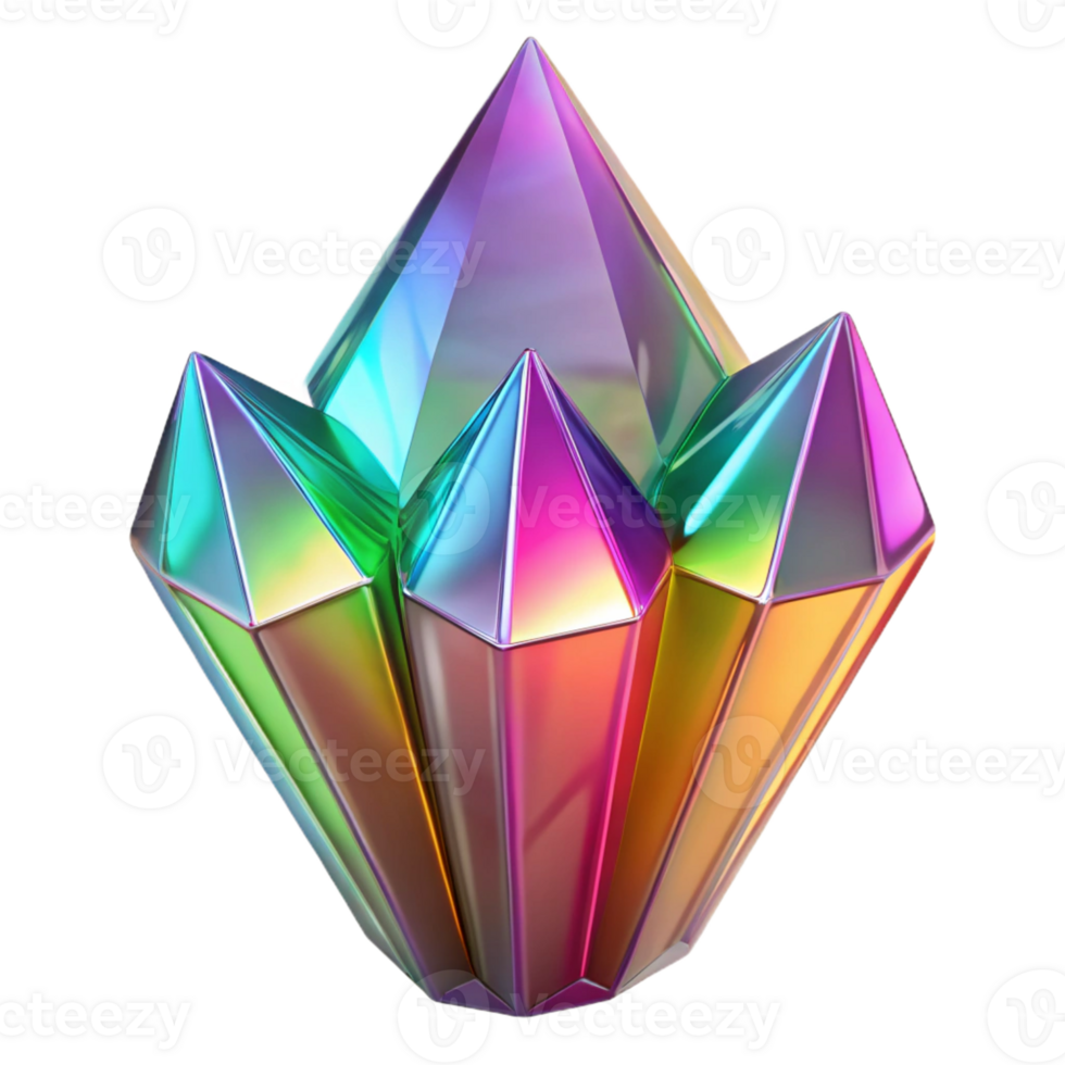 captivating bohemian Alien crystal, vibrant colors, unusual facets with Transparent Background authentic png