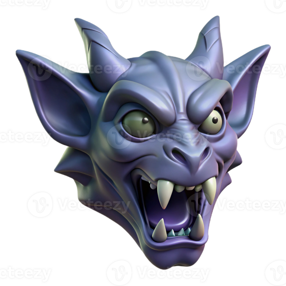 exceptional organic Hyper-specific professional render of a single, Gothic style, stone gargoyle head Isolated cutout with Transparent Background impeccable png