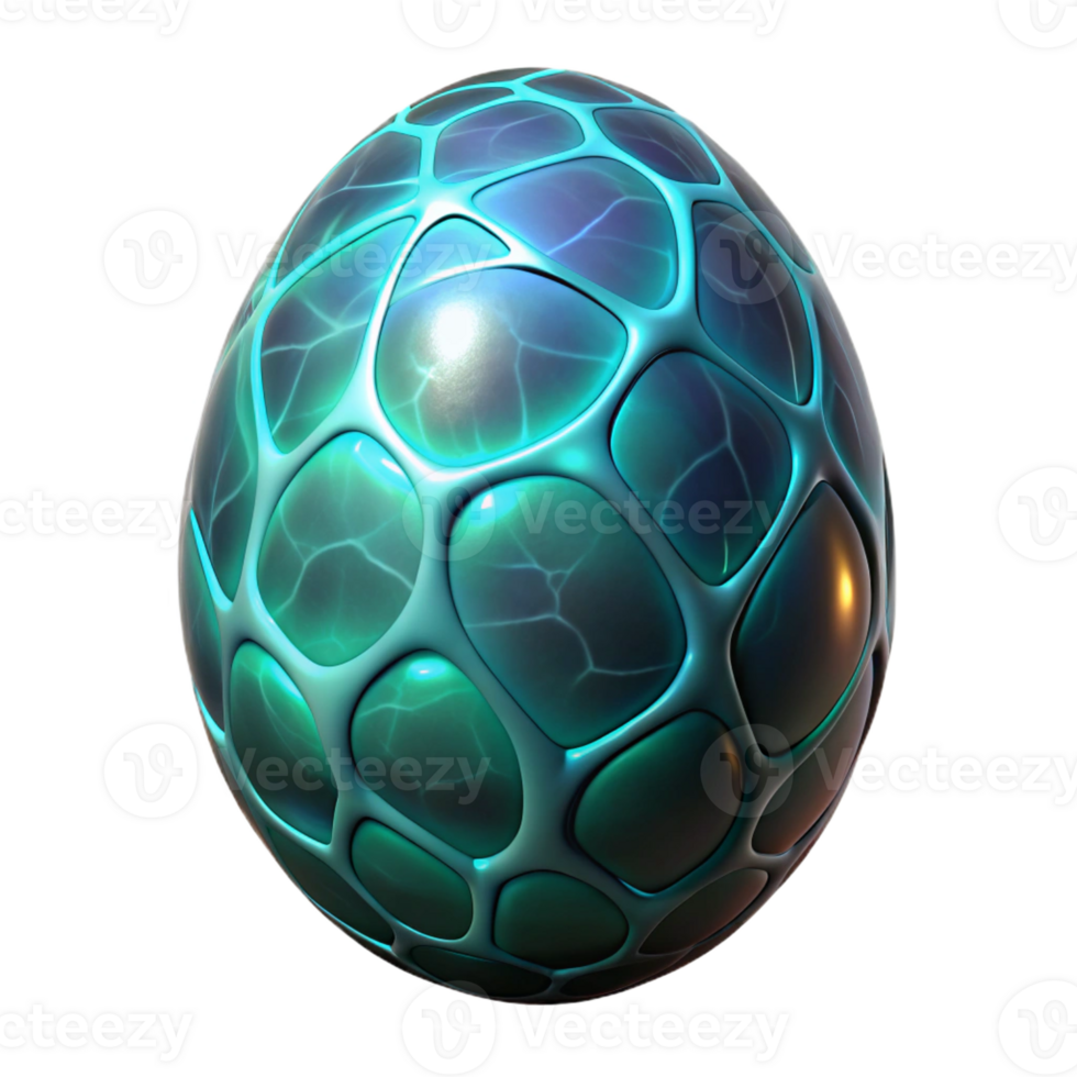 distinguished abstract Alien egg with bioluminescent veins and pulsating light with Transparent Background high resolution png
