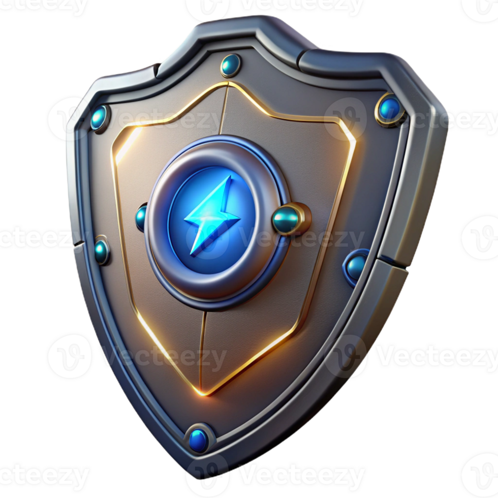 breathtaking rustic Futuristic shield, energy field, metallic plating with Transparent Background studio quality png